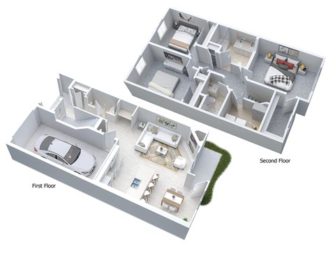 Floor plan for 3 beds, 2.5 baths, 1344 sqft